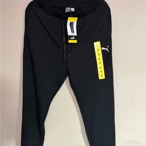 Puma Black Track Pants with Pink Logo